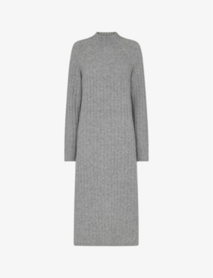 WHISTLES: High-neck relaxed-fit stretch wool-blend midi dress