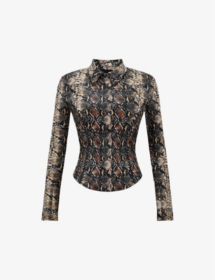 House Of Cb Womens Snake Print Vani Snake-print Faux-leather Jacket In Snake Print
