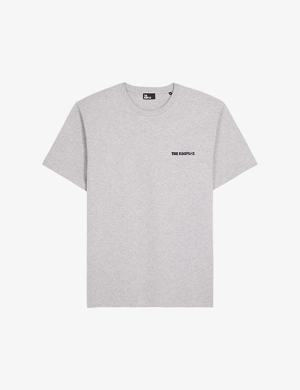 The Kooples Mens Grey Melange Logo Text-print Cotton-jersey T-shirt