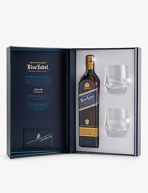 JOHNNIE WALKER: Blue Label blended Scotch whisky glasses gift set 700ml