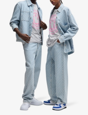 HUGO: Graphic-print relaxed-fit denim jeans