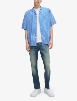 Hugo Boss Tapered-fit Jeans In Blue Tinted Denim In Medium Blue