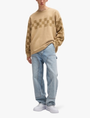 Hugo Boss Baggy-fit Carpenter Jeans In Cotton Denim In Turquoise/aqua