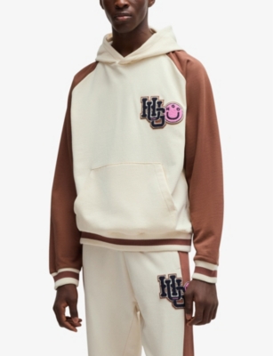 HUGO: Logo-patch relaxed-fit cotton hoody