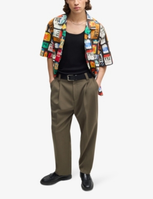 Hugo Boss Oversize-fit Shirt In Seasonal-print Cotton Poplin In Open Pink