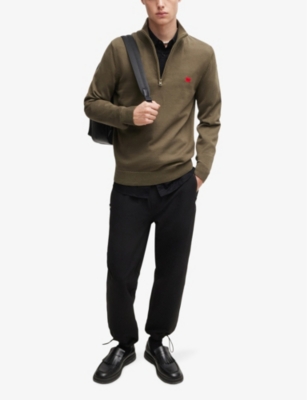 HUGO: Animal-print slim-fit cotton shirt