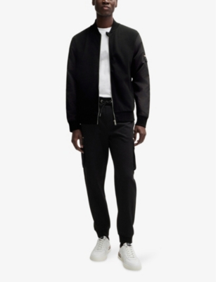 BOSS: Signature-stripe patch cotton-blend jacket