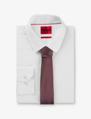 Hugo Boss Hugo Mens Open Pink Jacquard-pattern Silk-blend Tie In Open Pink