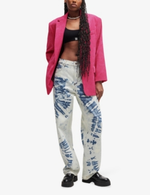 Hugo Boss Regular-fit Jacket In Stretch Corduroy With Button Closure In Bright Pink
