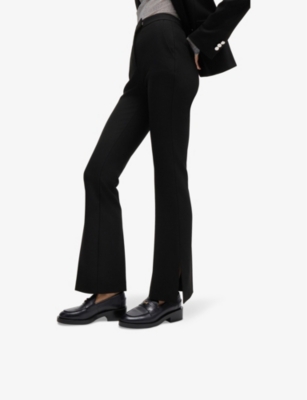 Hugo Boss Womens Moccasin Logo-plaque Leather Loafers Blac In Black
