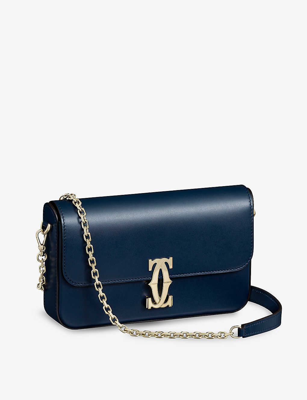 Cartier Womens Blue Double C De Mini Leather Shoulder Bag
