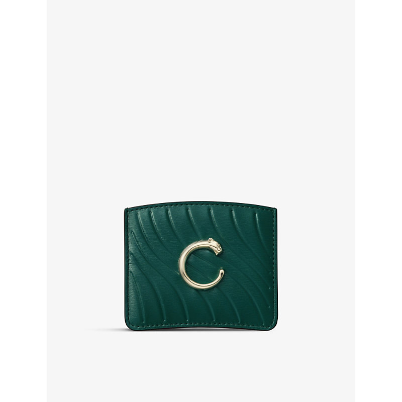 Cartier Panthère De  Quilted Leather Card Holder In Green