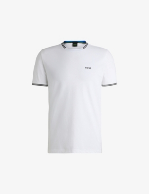 Hugo Boss Boss Mens Natural Logo-print Short-sleeve Cotton T-shirt