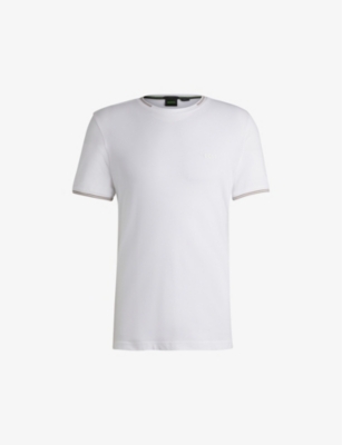 Hugo Boss Boss Mens Natural Logo-print Short-sleeve Cotton T-shirt