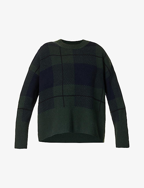 BARBOUR: Gloria tartan-pattern wool-blend jumper