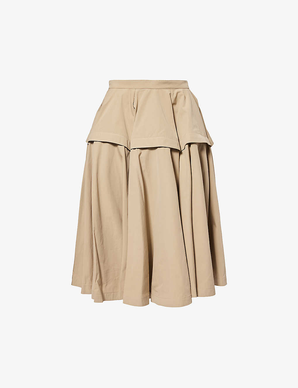 Shop Bottega Veneta Womens Sand Compact Slip-pocket Cotton Midi Skirt In Brown