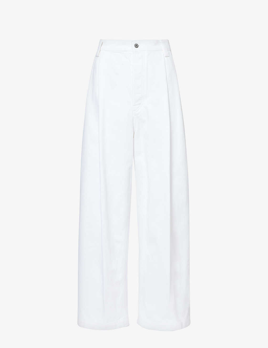 Bottega Veneta Pleated Denim Wide-leg Trousers In White