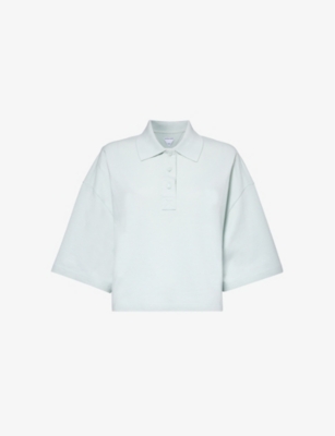 Bottega Veneta Cropped Short-sleeved Polo T-shirt In Light Blue