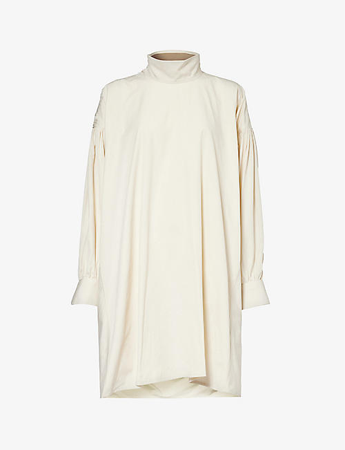 BOTTEGA VENETA: Compact high-neck cotton-blend midi dress