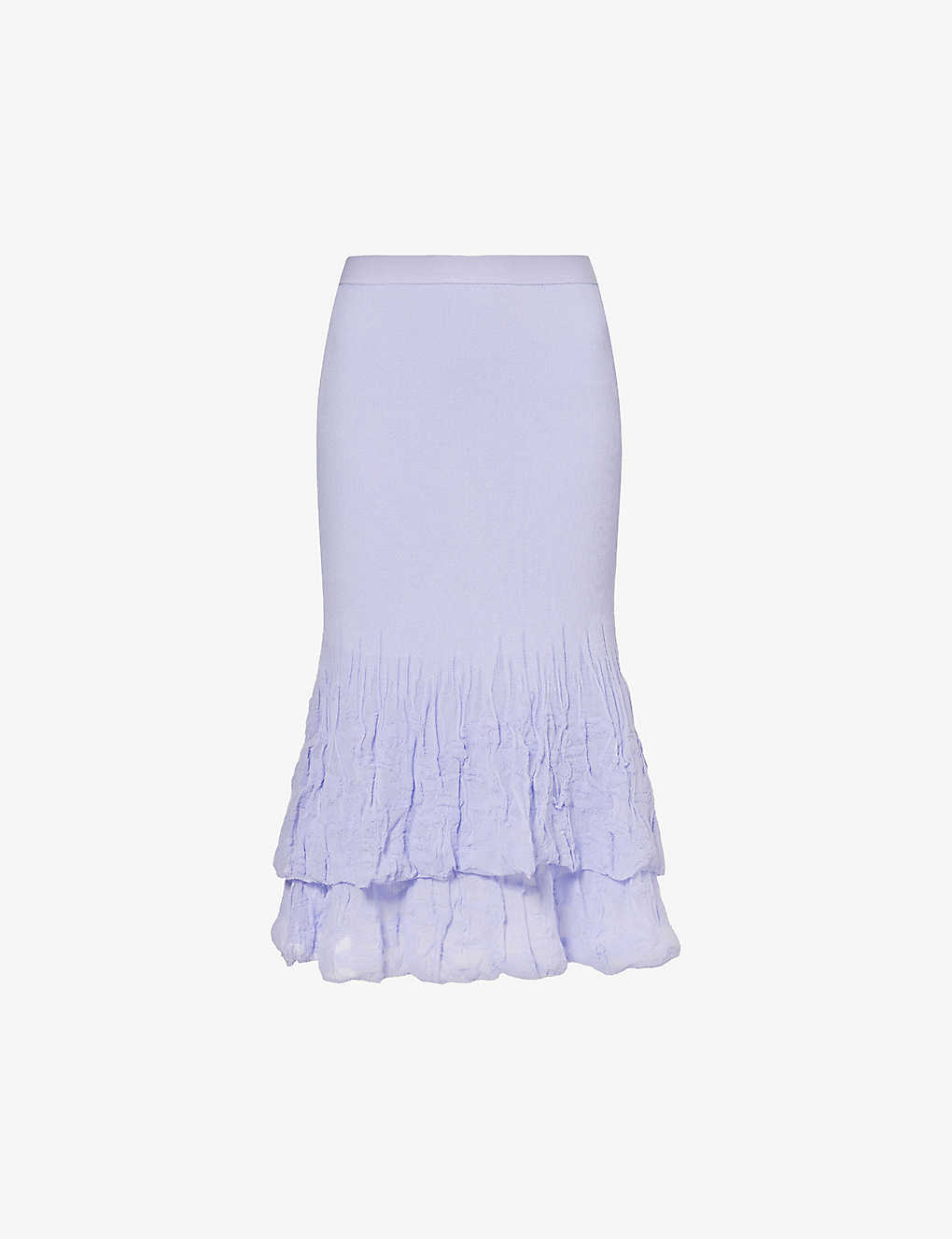 Bottega Veneta Ruffled-hem High-rise Cotton-blend Midi Skirt In Amethyst