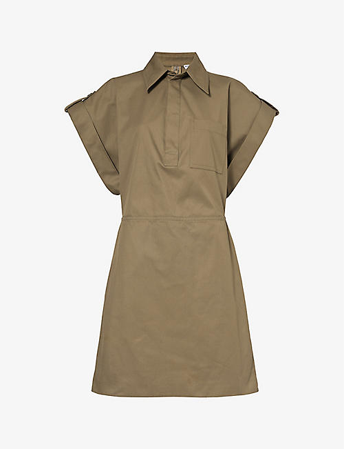 BOTTEGA VENETA: Angular-sleeve cotton-twill mini shirt dress
