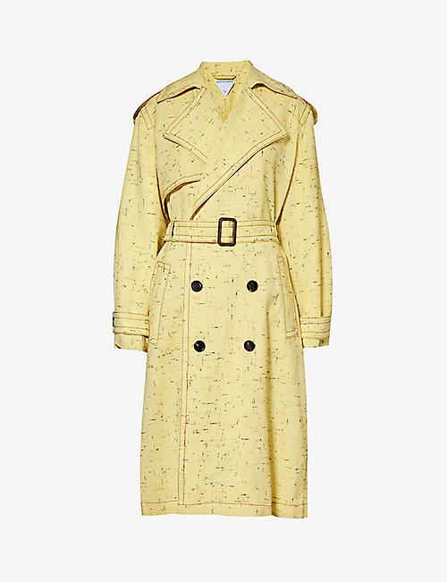 BOTTEGA VENETA: Notched-lapel belted silk-blend coat