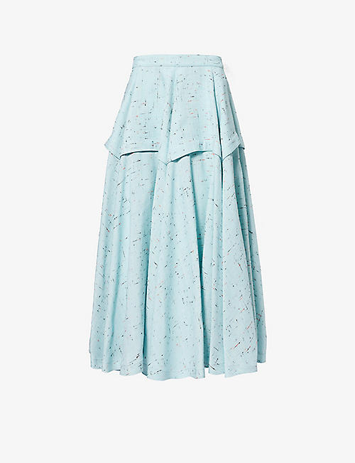 BOTTEGA VENETA: Exaggerated-shape cross-hatch woven midi skirt