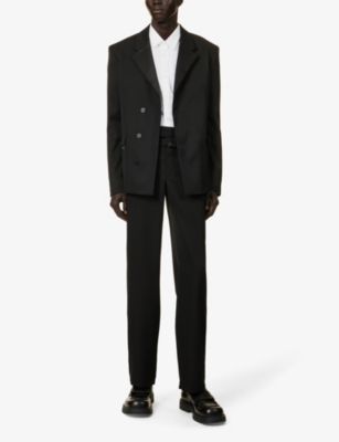 Shop Jacquemus Men's Black La Veste Melo Notched-lapel Regular-fit Wool Tuxedo Jacket