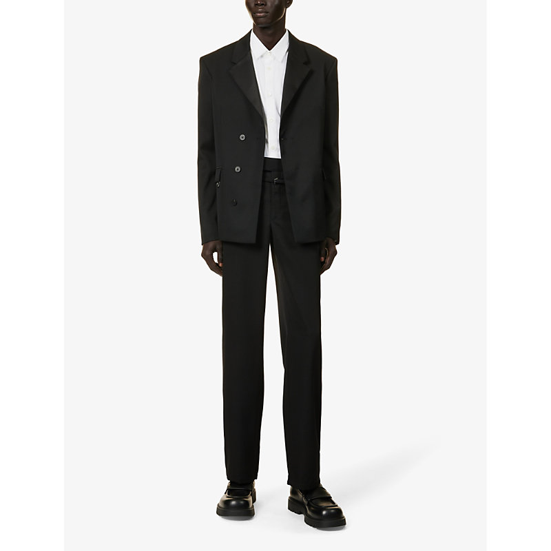 Shop Jacquemus La Veste Melo Notched-lapel Regular-fit Wool Tuxedo Jacket In Black
