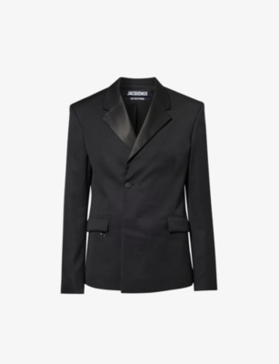 Shop Jacquemus Men's Black La Veste Melo Notched-lapel Regular-fit Wool Tuxedo Jacket
