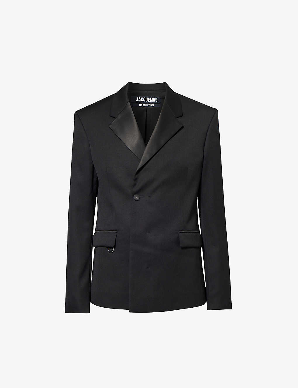 Shop Jacquemus La Veste Melo Notched-lapel Regular-fit Wool Tuxedo Jacket In Black