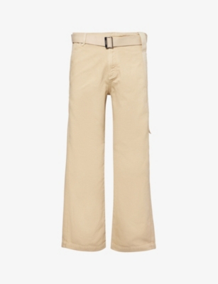 Shop Jacquemus Men's Beige Le Pantalon Marrone Wide-leg Relaxed-fit Cotton-canvas Trousers