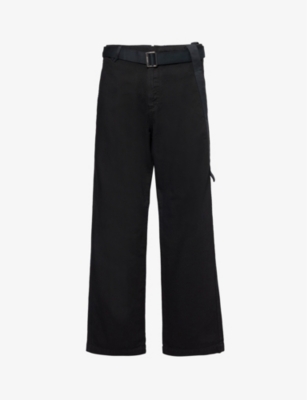 Shop Jacquemus Men's Black Le Pantalon Marrone Wide-leg Relaxed-fit Cotton-canvas Trousers