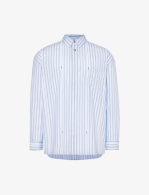 Jacquemus Mens Print Blue Stripe Chemise Striped-pattern Relaxed-fit Cotton-poplin Shirt