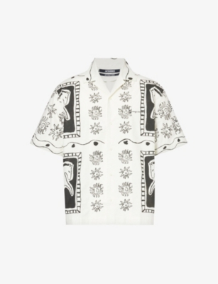 JACQUEMUS: La chemise abstract-print boxy-fit linen shirt