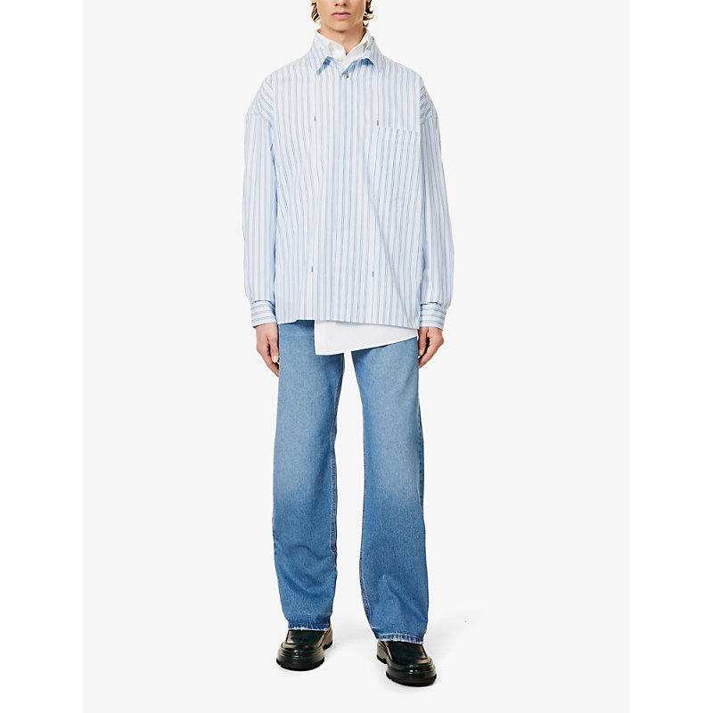 Shop Jacquemus Men's Blue Tabac Le De Nîmes Brand-patch Regular-fit Straight-leg Jeans