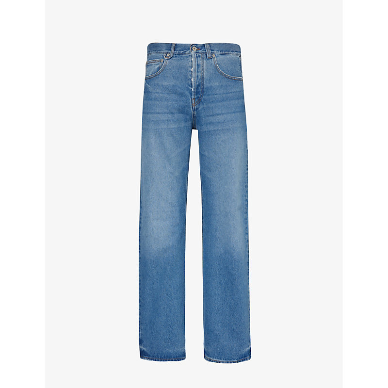 Shop Jacquemus Le De Nîmes Brand-patch Regular-fit Straight-leg Jeans In Blue Tabac