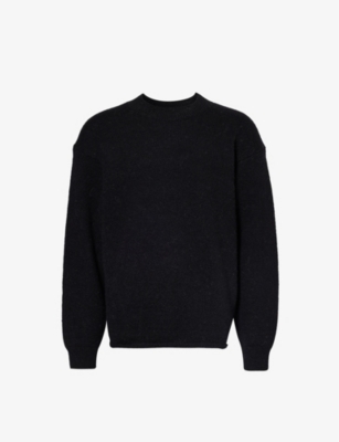 JACQUEMUS JACQUEMUS MEN'S BLACK LE PULL BRAND-KNIT ALPACA WOOL-BLEND KNITTED JUMPER