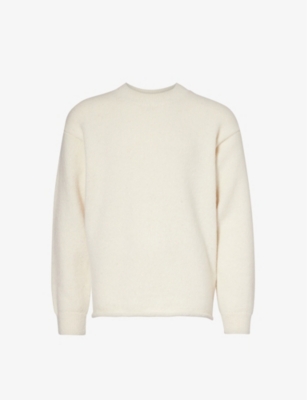 Jacquemus Mens Light Beige Le Pull Brand-knit Alpaca Wool-blend Knitted Jumper