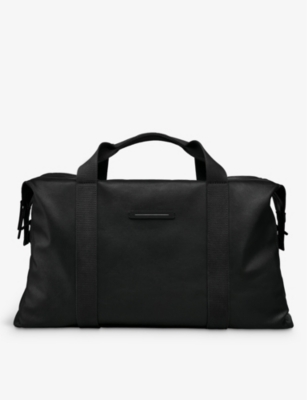 Horizn Studios Black Sofo Weekender M Waxed Recycled Coated Cotton-canvas Holdall In Black