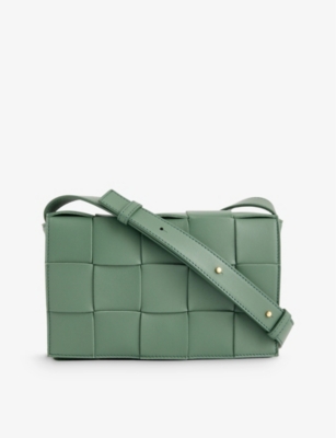 Bottega Veneta Womens Aloe-gold Cassette Leather Cross-body Bag In Green
