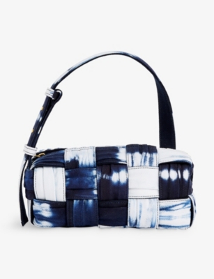 Shop Bottega Veneta Women's Navy-w/nav-w/na-m Br Cassette Denim Top-handle Bag