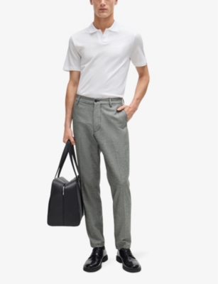 Hugo Boss Regular-fit Trousers In Micro-check Material In Black