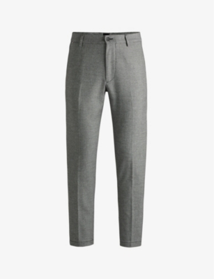 Hugo Boss Regular-fit Trousers In Micro-check Material In Black