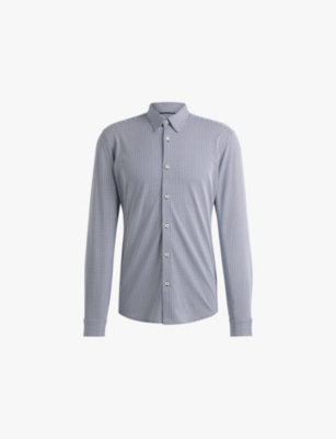 BOSS: Slim-fit digital-print cotton-blend shirt