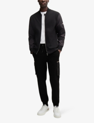BOSS: Logo-embroidered patch-pocket cotton-jersey jogging bottoms