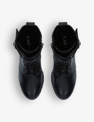 Shop Carvela Comfort Women's Black Secure 2 Lace-up Heeled Leather Ankle Boots