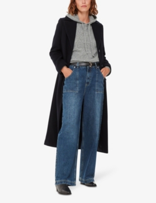 WHISTLES: Brushed-texture relaxed-fit stretch wool-blend hoody