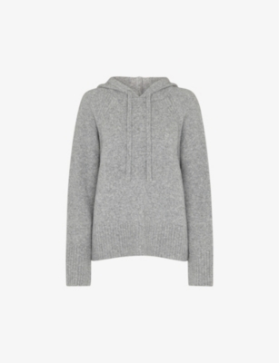 Whistles Womens Grey Brushed-texture Relaxed-fit Stretch Wool-blend Hoody
