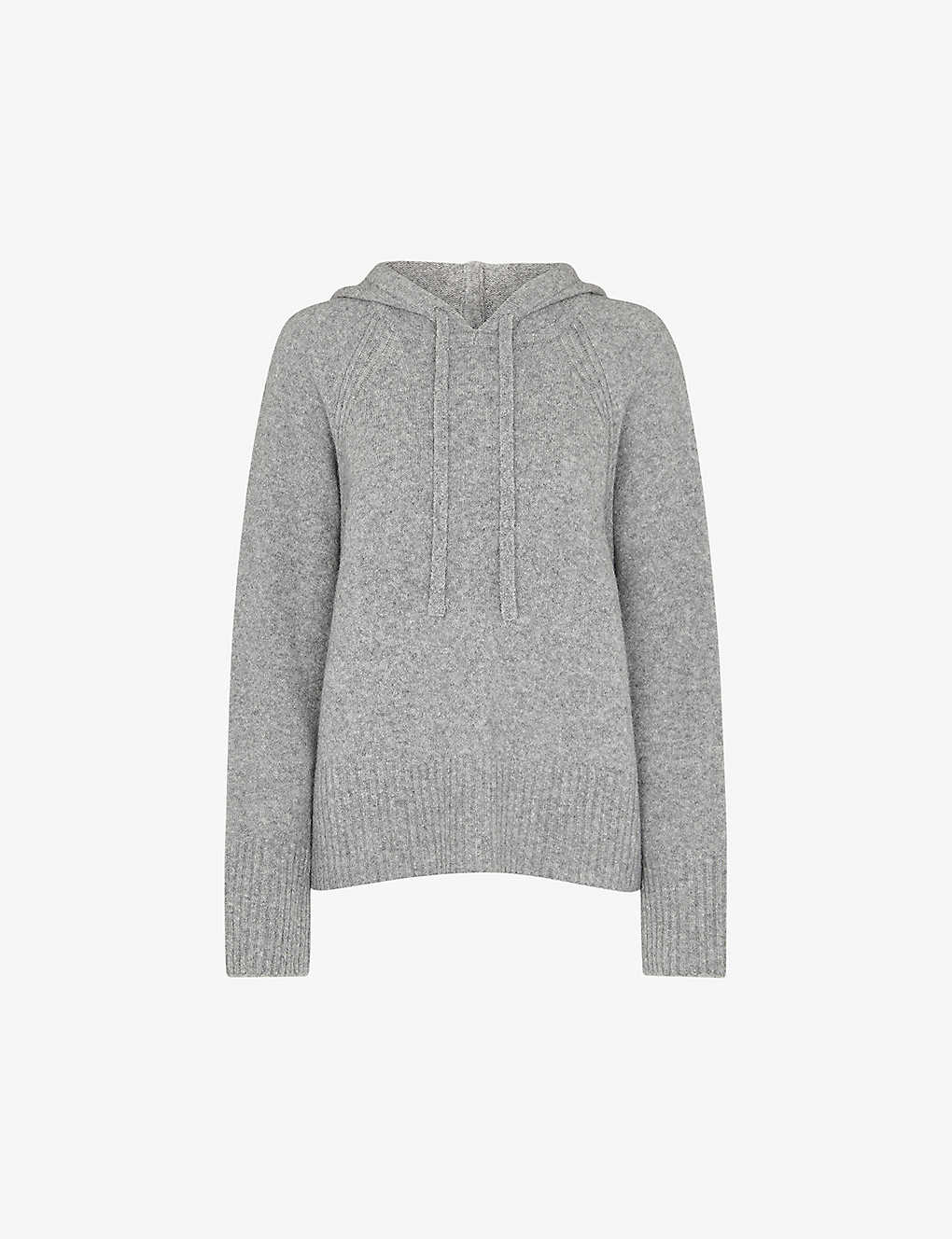 Whistles Womens Grey Brushed-texture Relaxed-fit Stretch Wool-blend Hoody